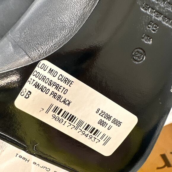 SCHUTZ New in Box Lou Mid Curve Pump Heel Black Leather with Gold Heel // 8 - Picture 9 of 11